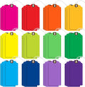 Outus 480 Pcs Manila Tags Rainbow Colors Gift Tags with String Attached Shipping Luggage Paper Tag Hanging Price Label for Christmas DIY Crafts Gift Holiday Party Favors