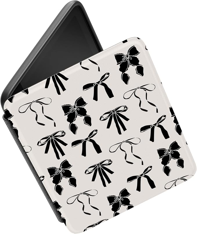 Casely Kindle Case | Goth Girlie | Black Bows | Compatible with 7" Kindle Colorsoft and 7" Kindle Paperwhite (12th Gen 2024 Edition) | Auto Sleep/Wake | Hand Strap | Vegan Leather