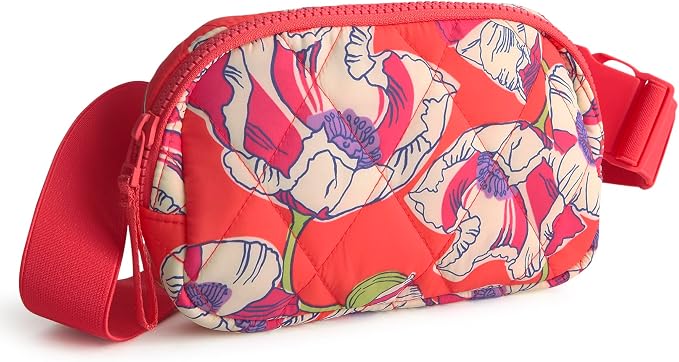Vera Bradley Women's Featherweight Woodward Small Belt Bag, Swirling Poppies, One Size