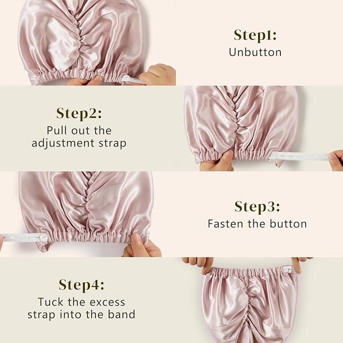 ZIMASILK 22 Momme 100% Mulberry Silk Bonnet for Sleeping & Women Hair Care, Highest Grade 6A Silk Hair wrap for Sleeping with Premium Elastic Stay On Head (1Pc, Pink - Fruit Line Art)