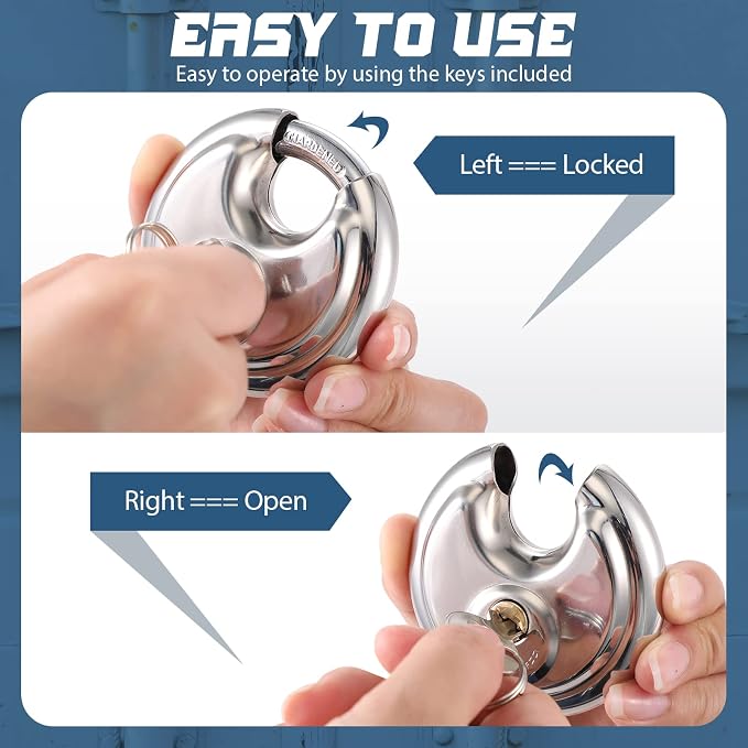 Chumia 16 Pack Padlocks Keyed Alike, Stainless Steel 2-3/4 Wide, 3/8 Shackle Disc Locks for Outdoor, Storage Units, Garages, Gym Lockers(Silver)
