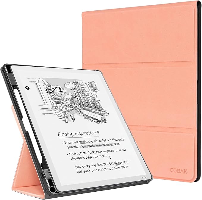 CoBak Case for 11" Kindle Scribe 3rd Generation 2025, Kindle Scribe Colorsoft with Two Viewing Angles - All New PU Leather Cover with Auto Sleep Wake, Pen Holder. Sheep Pink