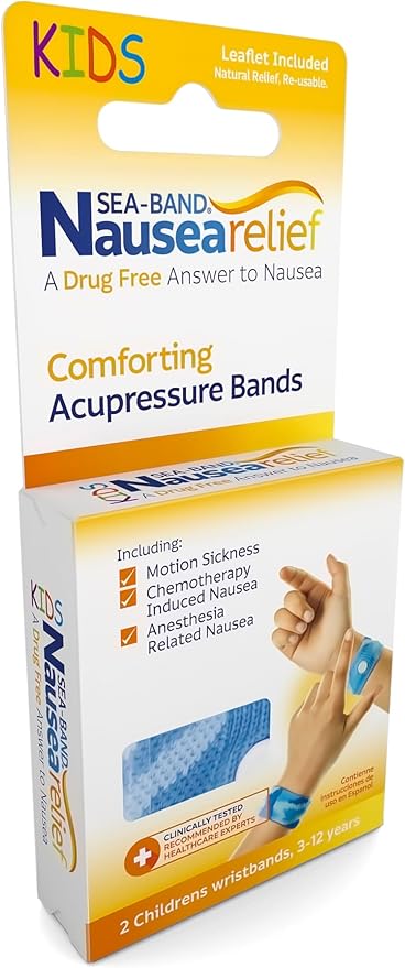 Sea-Band Anti-Nausea Acupressure Wristband for Motion & Morning Sickness, Child, 1 Pair Blue