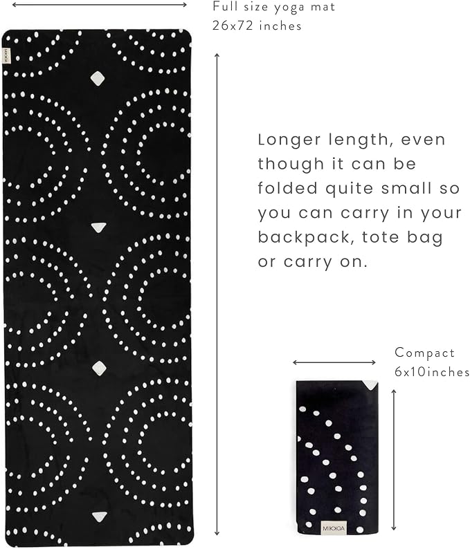 Travel Yoga Mat 1.5mm | Foldable, Lightweight Mat | Use for Travel, Backpacking, Yoga Retreat, Outdoors, Gym, Pilates, Machine Washable, Eco-Friendly