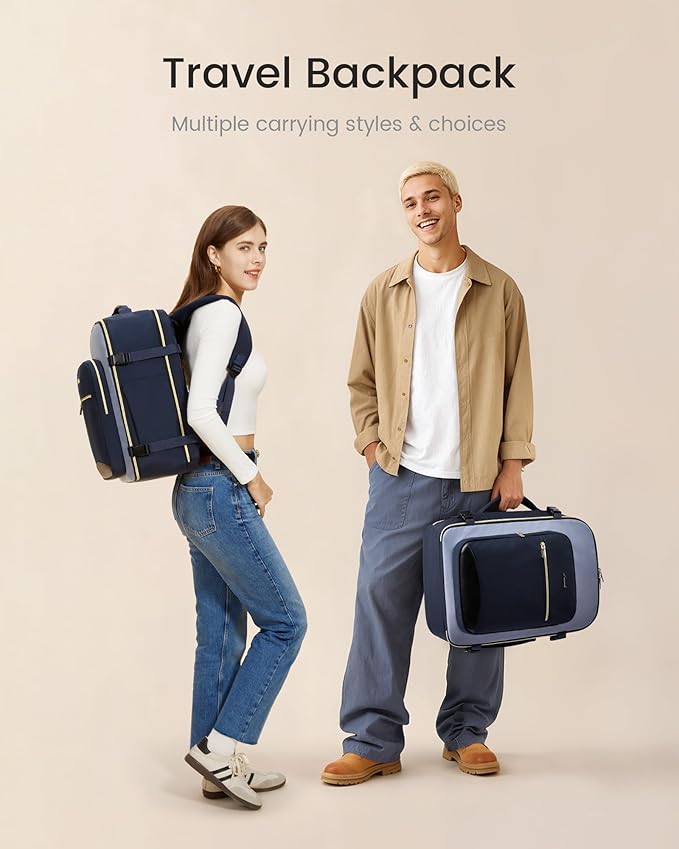 LOVEVOOK 50L Travel Backpack for Women & Men, Airline Approved Carry On Luggage with 3 Packing Cubes, TSA Overnight Bags, Waterproof Personal Item Bag, Weekender Essentials Backpacks fits 17" Laptop