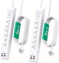 2 Pack Power Strip, Extension Cord 5FT, Surge Protector with 6 Outlets and 4 USB Ports (2 USB C), Flat Plug Overload Protection, Extension Cord with Multiple Outlets, Wall Mount for Home Dorm College