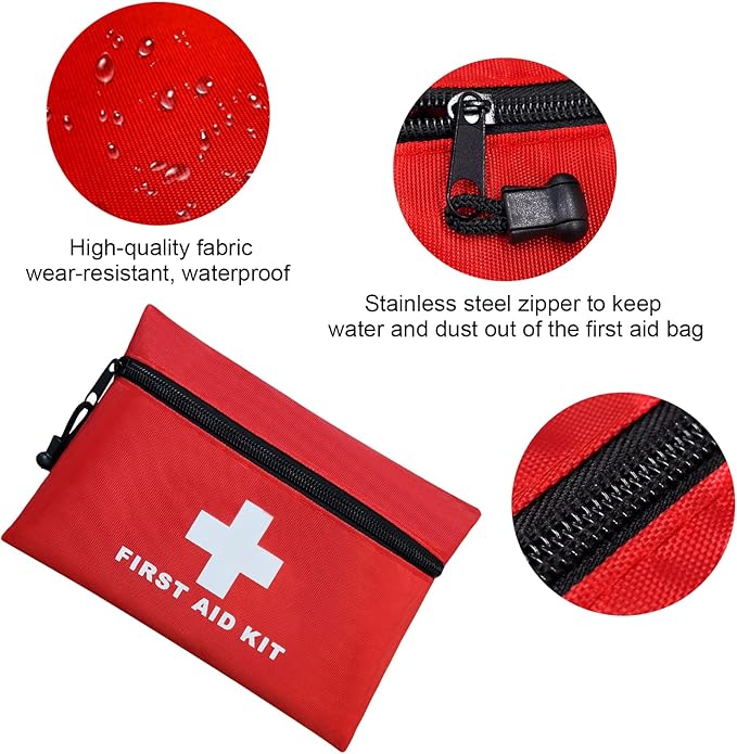 AOUTACC 12pcs Mini First Aid Kit Empty Bag, Travel Empty First Aid Kit Pouch with Zippered for Emergency at Home, Office, Car, Outdoors, Boat, Camping, Hiking(Bag Only)