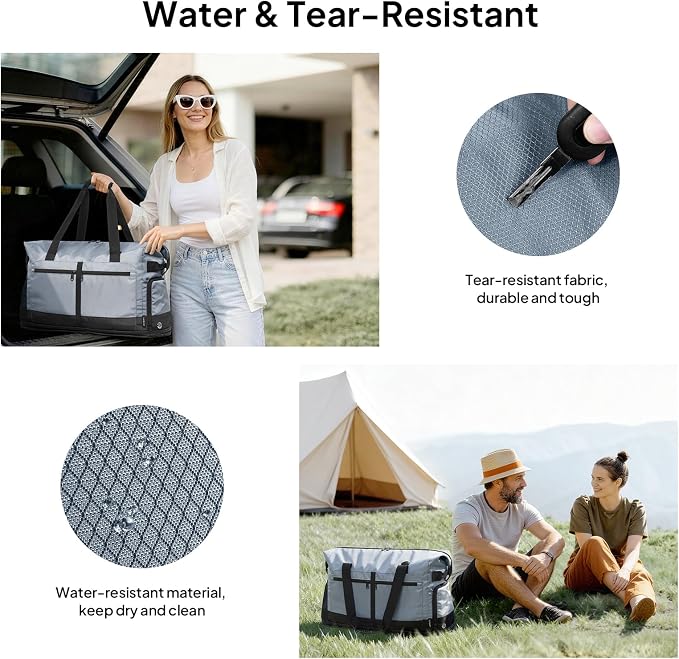 TOPEAST Foldable Travel Bag for Men & Women, 65L Weekender Overnight Duffle Bag for Travel, Expandable Airline Approved Carry-On with Shoe Compartment, Lightweight Personal Item Bag, Water-resistant