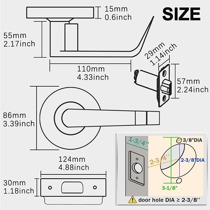 Keyed Entry Grade 2 Commercial Door Locks Heavy Duty Office Door Lever, Non-Handed, UL 3 Hour Fire Rated, ADA Compliant, Satin Chrome Finish 26D, 2-3/4''Backset X-XG-ET-70