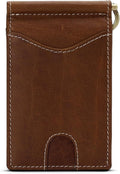 ROGUE WALLET Genuine Leather Minimalist Wallets - RFID Blocking with Money Clip - Interior & Exterior Card Pockets & More - Gift for Men (Brown)