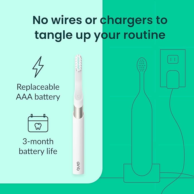 Quip Metal Sonic Electric Toothbrush for Adults - Time Travel & Soft Bristles with Travel Case & Replacement Brush Head - 3 Month Battery Life, Moonlight Champagne