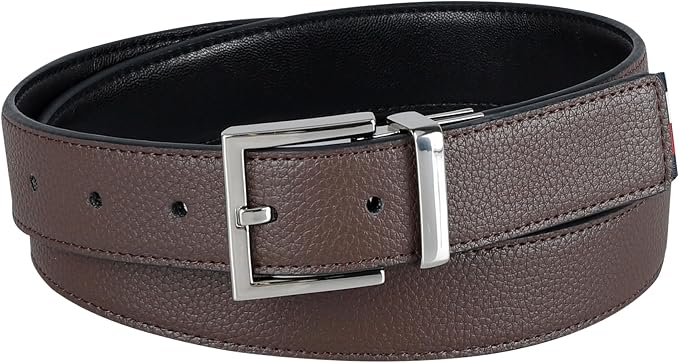 Tommy Hilfiger Men's Reversible Leather Belt, 2‑in‑1 Design for Dress Or Casual Wear