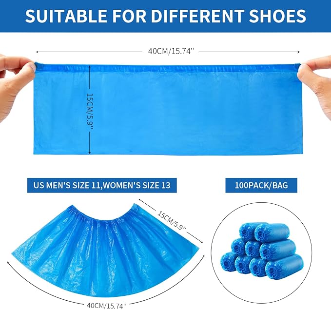 HUADYMEET Shoe Covers 1000 Pack(500 Pairs) Large Shoe Covers Disposable Shoe Boot Covers Waterproof Shoes Protectors Covers Durable Boot&Shoes Covers for Indoors,One Size Fits All, 600g/Bag