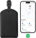 Luggage Tags Built-in Anti-Loss Tracker, Luxury Leather Luggage Tags for Suitcase, Travel Bags, Backpacks, Travel Organizer for Lost Baggage Prevention (Black*1 Pack)