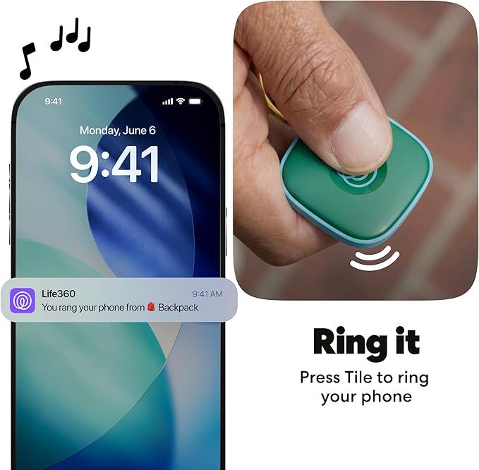 Tile by Life360 Mate Bluetooth Tracker, Keys Finder and Item Locator for Keys, Bags and More. Phone Finder. Both iOS and Android Compatible. 1-Pack (Green Surf)