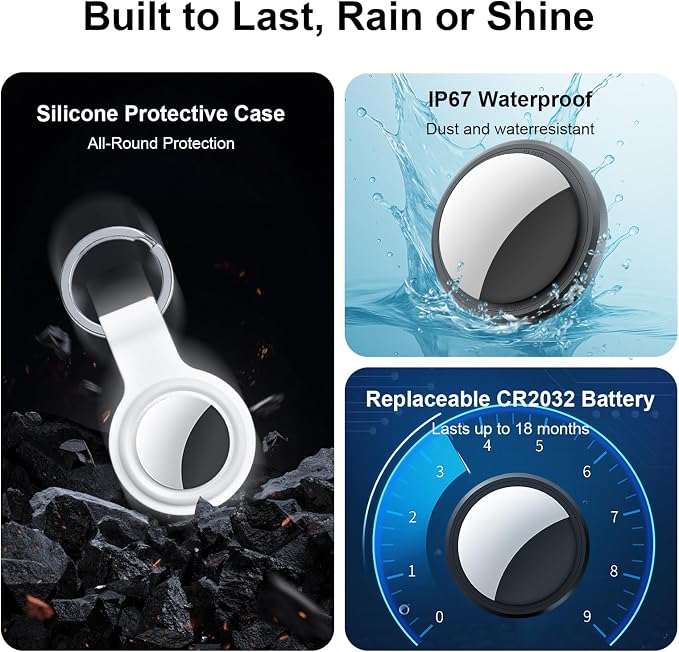 2-Pack Air Tracker Tags Compatible with Apple Find My (iOS Only), Bluetooth Tracker, Smart Keys Finder and Item Locator with Waterproof Case for Wallet Luggage Backpack (Android Need Download App)