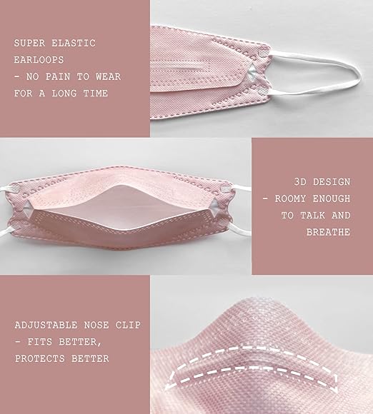 Borje KN95 Face Masks, 100 Pcs Disposable Face Masks, Filter Protection Against PM2.5 from Fire Smoke & Dust