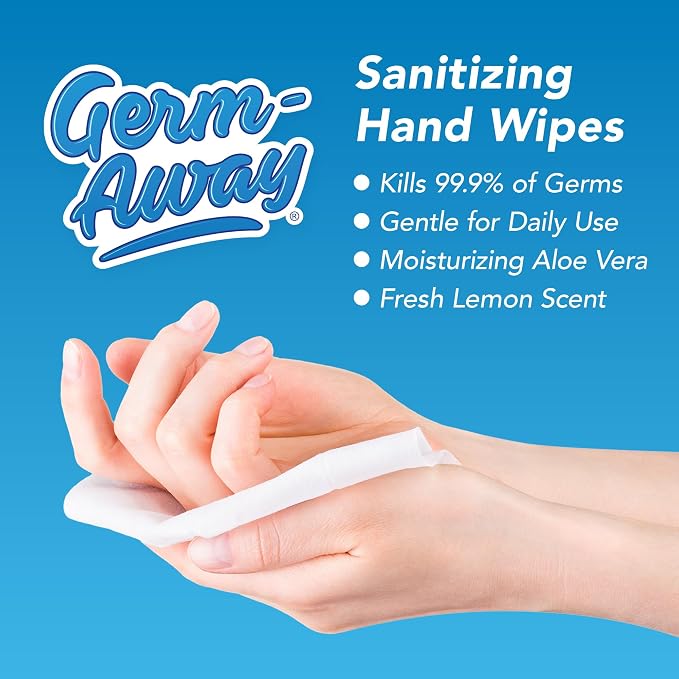 Hand Antibacterial Wipes - Hand Sanitizing Wipes for Kids & Adults, Great for Auto - Fits in Cup Holder, Lemon Scent, 80 Count (Pack of 6)