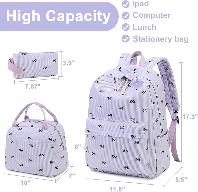 LEDAOU Backpack for Girls School Bag Kids Bookbag Teen Backpack Set Daypack with Lunch Bag and Pencil Case | Kids, Bookbag, Daypack, with Lunch Bag, and Pencil Case