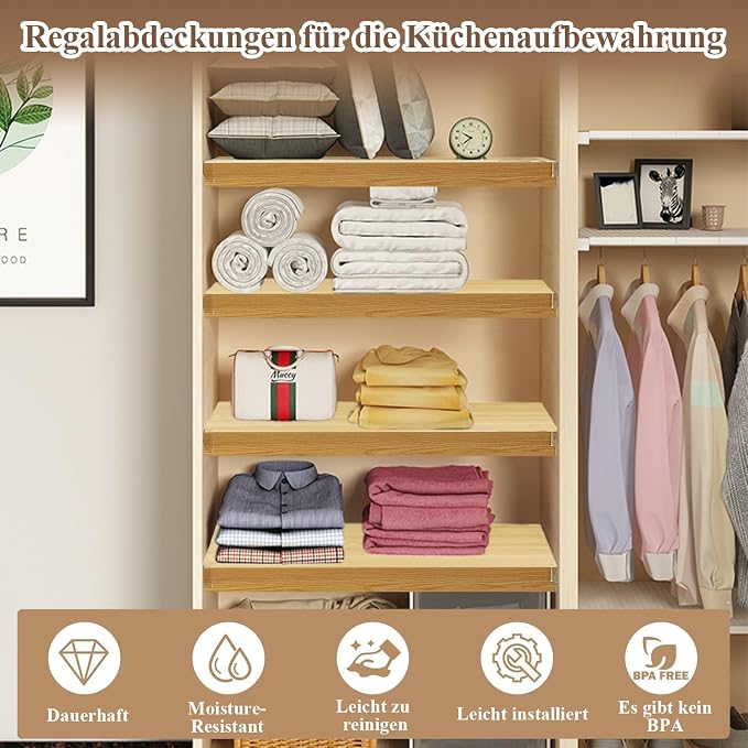 5 Pack Wire Shelf Covers,42x16x2in Wire Rack Covers for Pantry Durable PVC Shelf Liners-0.31 inch Thick, Moisture-Resistant Shelves Cover for Store Pantry Kitchen Removable Closet,#01 White