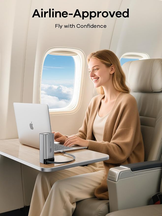 REWONDER 100W Power Bank Fast Charging 20000mAh with Built-in Retractable USB-C Cable, Portable Charger for MacBook Laptop, iPhone 17/16 Series, Samsung, TSA Approved for Air Travel