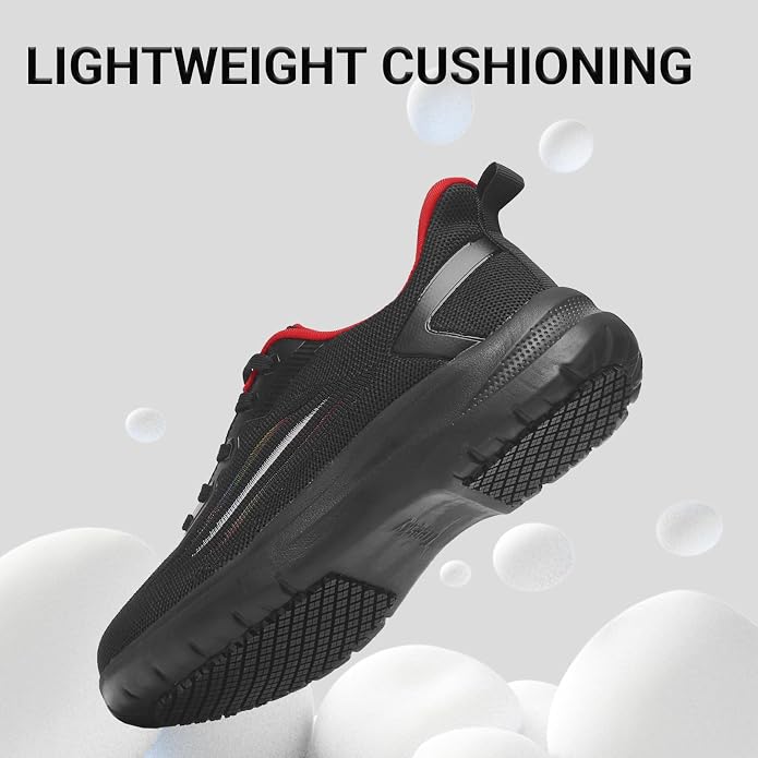 Treesky Black Non Slip Work Shoes for Women, Restaurant & Kitchen Sneakers | Slip resistant soles, lightweight cushioning, breathable knit, removable insole, for nursing, food service & long shifts