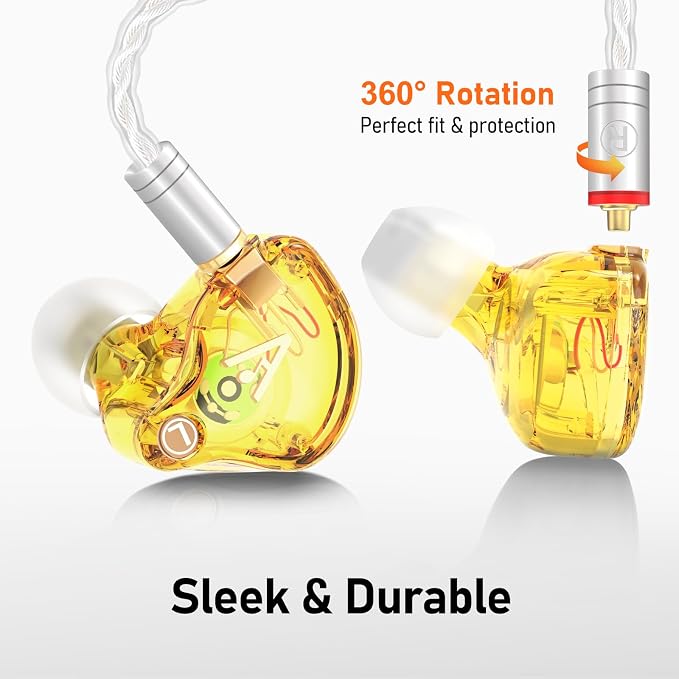 Vibes 202M Wired Earbuds - HiFi in Ear Monitor Headphones - Noise Isolating Ear Buds w/ Mic - Clear Sound, Deep Bass & Comfort-Fit Gaming Earphones - MMCX to 3.5mm & Silver Plated Cord, Carrying Case