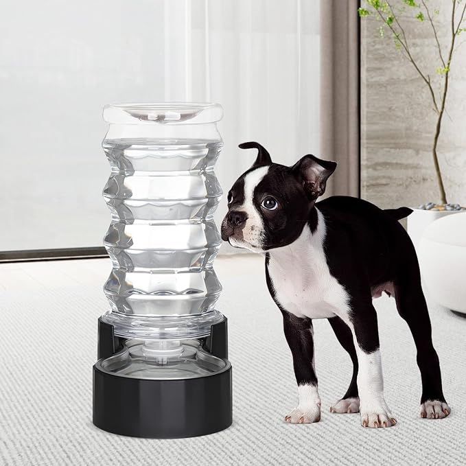 RIZZARI Black 8L Gravity Dog Water Dispenser– Ion Exchange & Carbon Filter | Urinary Health, Auto-Refill with No Pump, Spill Resistant, for Multi-Pet Homes, BPA-Free, Easy-Clean