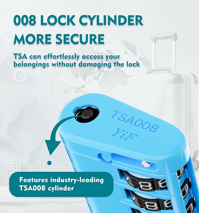 ANVIL TSA Approved Luggage Locks with Search Alert Indicator, 4-Digit Combination Suitcase Lock, Advanced TSA008 Core Heavy Duty Anti-Theft Travel Lock for Double Zippers, Backpacks