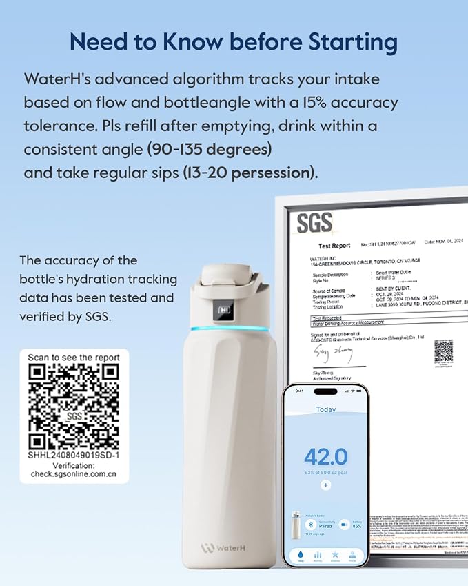 BOOST Smart Water Bottle with Reminder & Tracker, Double Wall Vacuum Insulated Bottles Stainless Steel, 32oz BPA-Free Wide Mouth for School, Gym, Office, Ideal for Mother's Day