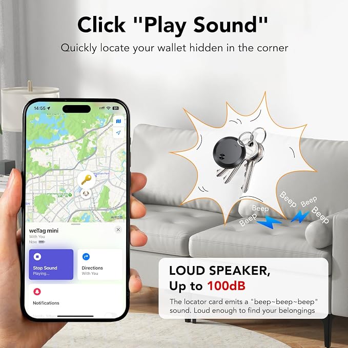 Air Tracker Tags-4 Pack: Smart Bluetooth Tracker, Item Finder Works with Apple Find My (iOS Only) App, Trakcer Tag Locator for Keys, Luggage, Satchel, weTag mini. (Not for Android Devices)