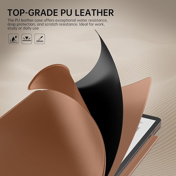 MoKo Magnetic Case for All-New 11" Kindle Scribe 2025(3rd Generation) & Kindle Scribe Colorsoft 2025(1st Generation) - Slim Folio Premium PU Leather Cover with Pen Clasp & Auto Sleep Wake, Brown
