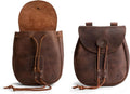 Bushcraft Bag, Portable Safe Pouch for Securely Storing Money, Coins, Bills, Valuables, Full Grain Leather, Handmade, Bourbon Brown