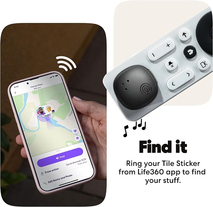 Tile by Life360 Sticker - Small Bluetooth Tracker, Remote Finder and Item Locator for Bikes, Glasses and More. Both iOS and Android Compatible. Phone Finder. 2-Pack (Black)