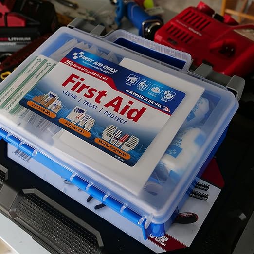 First Aid Only 91248 OSHA-Compliant First Aid Kit, All-Purpose 50-Person Emergency First Aid Kit for Business, Worksite, Home, and Car, 260 Pieces
