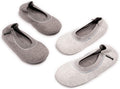 Muk Luks Women's 2 Pair Travel Ballerina Slipper Set, Grey, L (9-10)