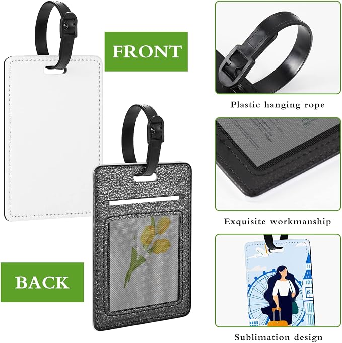 20 Packs Personalized Leather Luggage Tags for Suitcase, Custom Golf Bag Tag Travel Labels Name Identifiers with Strap for Women Men Customized Your Own Text Photo Logo