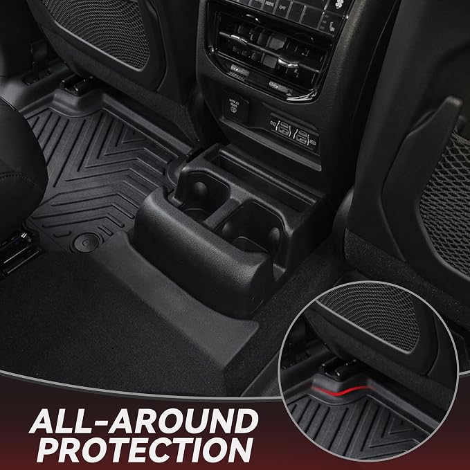 YITAMOTOR Floor Mats for Jeep Grand Cherokee L 2026-2021 (ONLY 6-Seater w/o Center Console), All Weather Custom Fit TPE Cargo Liner for 1-3 Rows and Trunk Full Car Mat Set Automotive Accessories Black