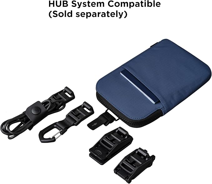 ALPAKA Zip Travel Wallet Blue Axoflux 210D - RFID Passport Holder - Self Locking Zipper - Tear Resistant Material - Four Pockets and Two Card Slots - HUB Accessories Compatible