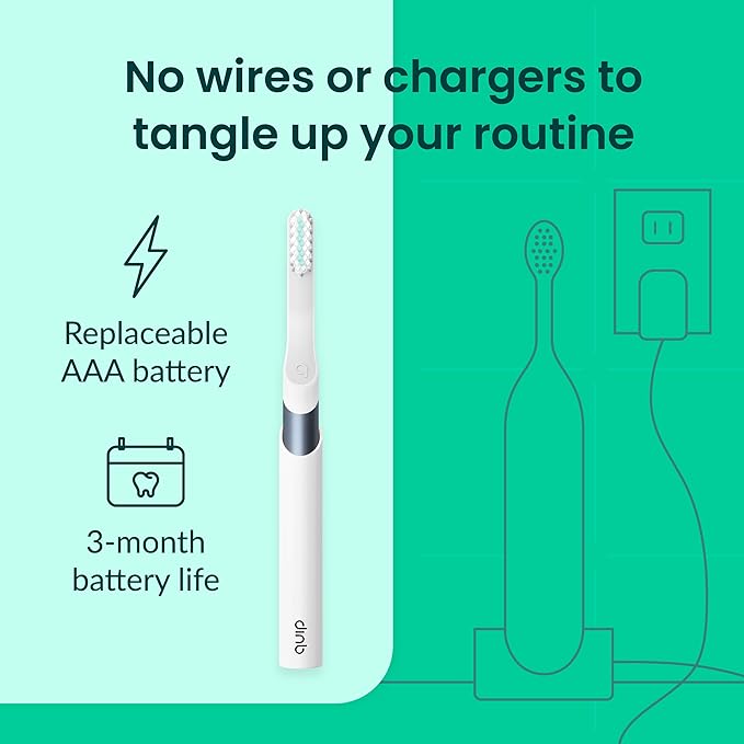 Quip Metal Sonic Electric Toothbrush for Adults - Time Travel & Soft Bristles with Travel Case & Replacement Brush Head - 3 Month Battery Life, Twilight Faded Blue