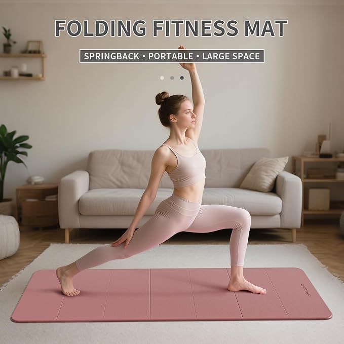 7-Fold Yoga Mat 70"x24" - 1/2 Inch Thick Folding Exercise Mat, Compact Non-Slip TPE Mat for Travel, Storage, Yoga & Home Gym, Lightweight & Portable