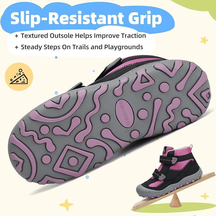 Mishansha Kids Water Resistant Hiking Boots, Boys Girls Anti Collision Anti-Skid Athletic Outdoor Adventure Trekking Shoes