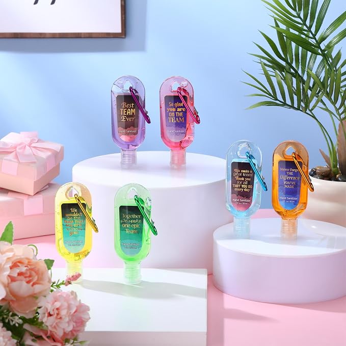 24 Pcs Team Appreciation Hand Sanitizers Keychain Mini Hand Sanitizers Gel Travel Size Appreciation Thank You Gift Bulk for Christmas Thanksgiving Team Employee Coworker Teacher Nurse Staff Gift