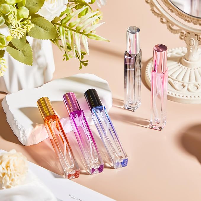Domensi 60 Pcs 10/15/20/30 ml Perfume Travel Refillable Glass Bottles Spray Bottle Perfume Atomizer for Cologne Dispenser Leak-proof Fragrance Bottles Atomizer Pump Kit (10 ml,Fresh Color)