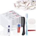 50 Sets Personal Hygiene Kit Basic Toiletry Kits Homeless Supplies Bulk Bundle with Bulk Hotel Amenities Kit, Include Cotton Pads, Cotton Swabs, Nail File (Paper Sticks)