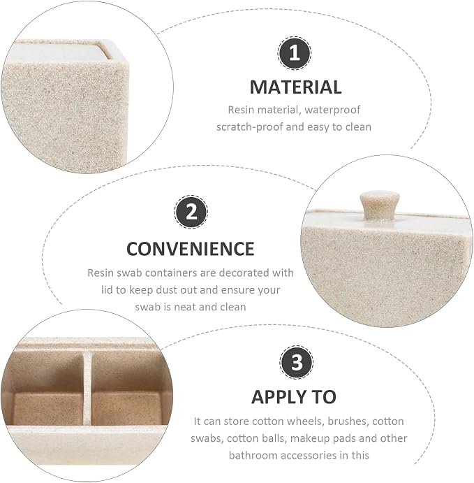 Zerodeko Cotton Swabs Storage Case Lid Compartment Cotton Pad Organizer for Bathroom Premium Quality Container Space-saving Design for Tidy Organization