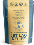 Natural Travel Pills - Traveling Supplement for Jet Lag Relief, Digestion, Immunity, Energy, Sleep, Circulation - Vacation and Long Flight Essentials for Men and Women - 30 Day Supply