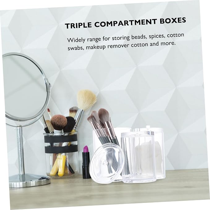 GLEAVI Box Transparent Cotton Swab Box Multi Compartment Makeup Organizer for Home Hotel Dustproof Storage Container for Cotton Balls Makeup Remover Pads and More