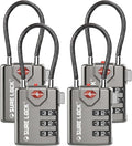 SURE LOCK TSA Approved Luggage Locks with Open Alert Indicator, 3 Digit Combination Cable Travel Lock for Suitcase, Backpack, Gym Locker, Toolbox & Travel Bag(Grey 4 Pack)