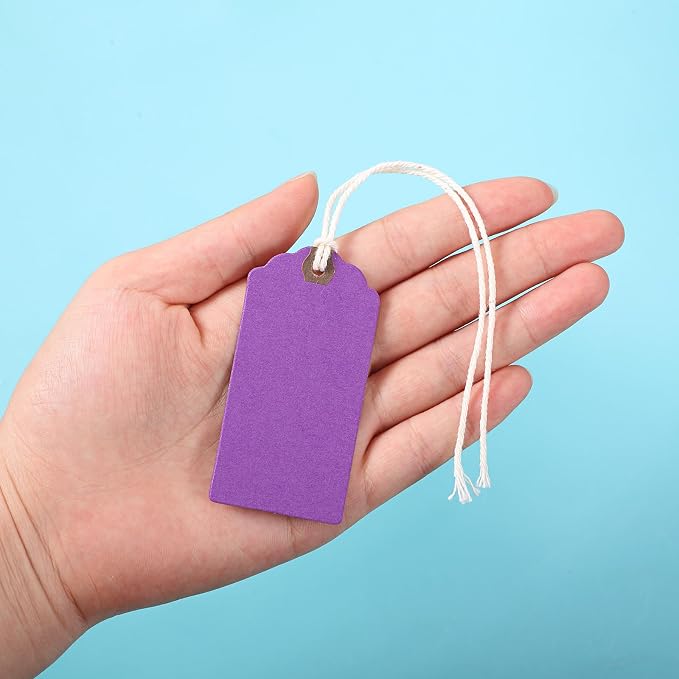 Outus 480 Pcs Manila Tags Rainbow Colors Gift Tags with String Attached Shipping Luggage Paper Tag Hanging Price Label for Christmas DIY Crafts Gift Holiday Party Favors